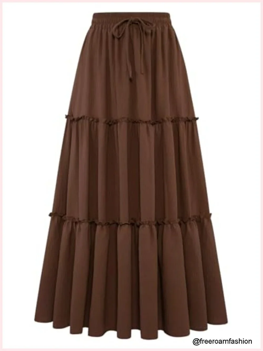 High Waist Flowy Maxi Skirt with Pockets Tiered Ruffle Boho Long Skirt
